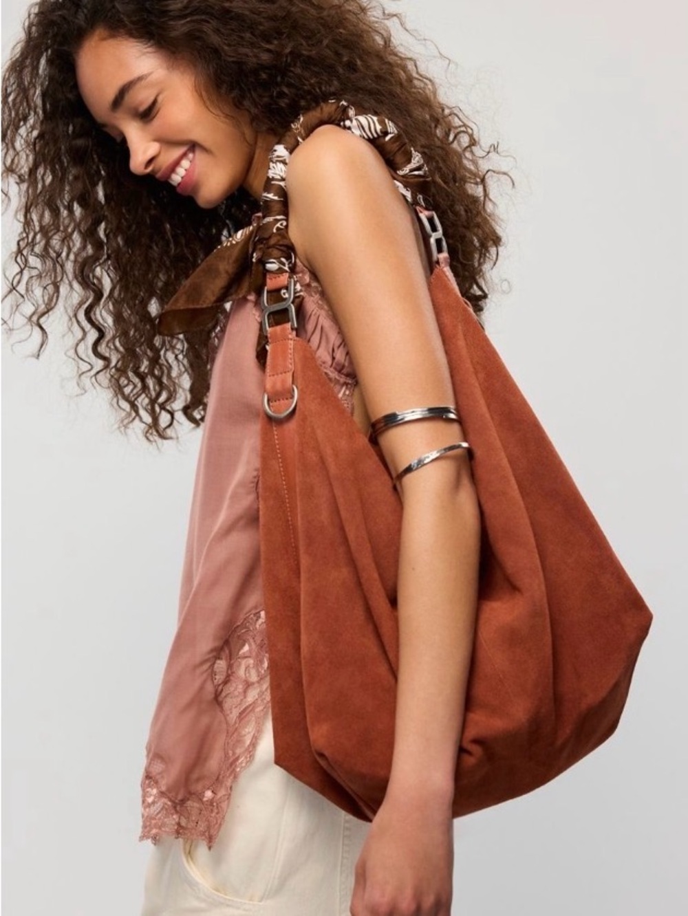 BNWT Free People Suzie Suede Slouchy Tote Bag